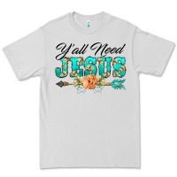 Dove Grey y'all need jesus arrow lily flowers Premium Tee - BarkalooDesign