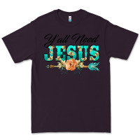 Plum y'all need jesus arrow lily flowers Premium Tee - BarkalooDesign