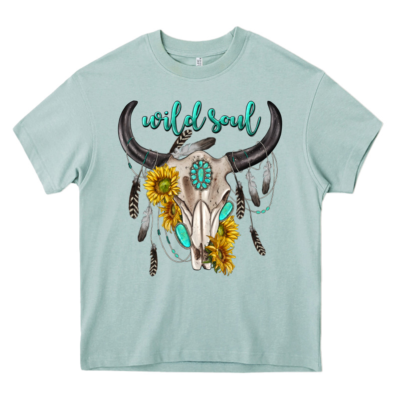 Wild Soul Boho Bull Skull Heavy Core Tee by texasbilliewilder | Teevron