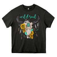 Asphalt wild soul boho bull skull Heavy Core Tee - texasbilliewilder