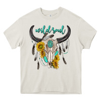 Cream wild soul boho bull skull Heavy Core Tee - texasbilliewilder