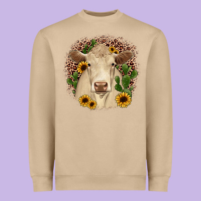 Charolais Leopard Cactus Sunflower Heavyweight Sweatshirt Designed By Jahusdesignshop