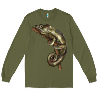 Army Green Green Chameleon Lizard Illustrations Long Sleeve Tee - LillyAllenDesigns
