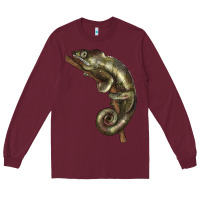 Burgundy Green Chameleon Lizard Illustrations Long Sleeve Tee - LillyAllenDesigns