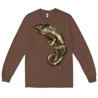 Chestnut Green Chameleon Lizard Illustrations Long Sleeve Tee - LillyAllenDesigns