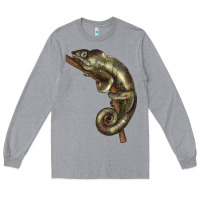 Heather Grey Green Chameleon Lizard Illustrations Long Sleeve Tee - LillyAllenDesigns