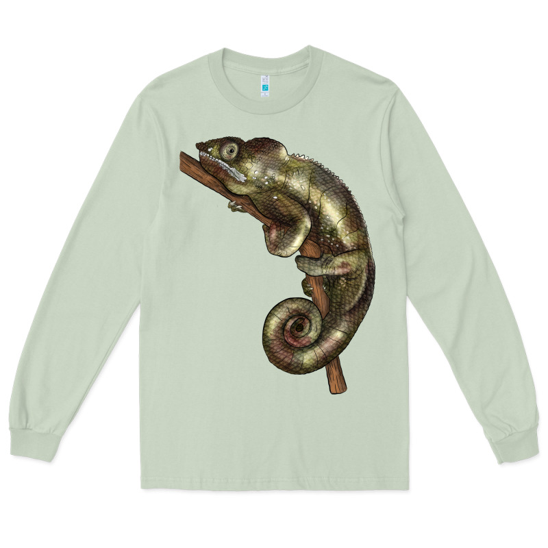 Green Chameleon Lizard Illustrations Long Sleeve Tee by LillyAllenDesigns | Teevron