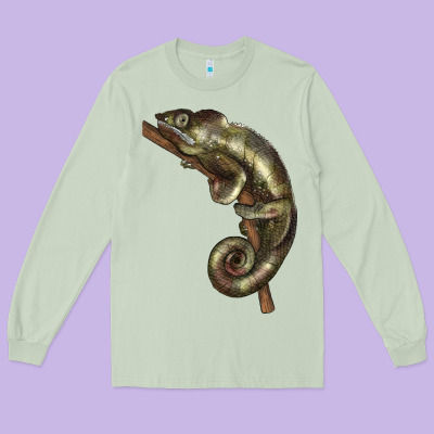Green Chameleon Lizard Illustrations Long Sleeve Tee Designed By Lillyallendesigns