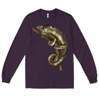Plum Green Chameleon Lizard Illustrations Long Sleeve Tee - LillyAllenDesigns