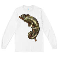 White Green Chameleon Lizard Illustrations Long Sleeve Tee - LillyAllenDesigns