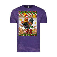 Cloud Purple Christmas rooster Vintage Tee - Artiststas