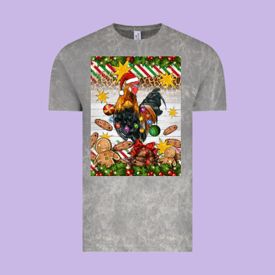 Christmas Rooster Vintage Tee Designed By Artiststas