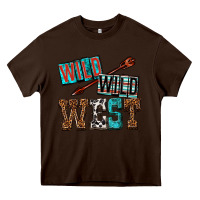 Chocolate Brown wild wild west Heavy Core Tee - texasbilliewilder