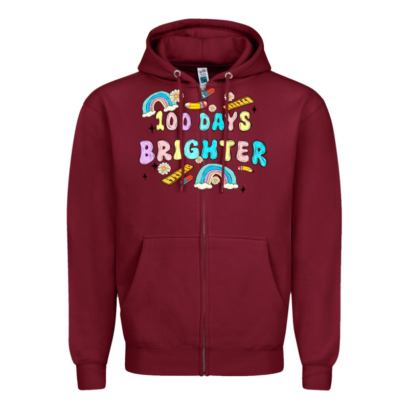 100 Days Brighter Zipper Hoodie by MaliasSmallBusiness | Teevron