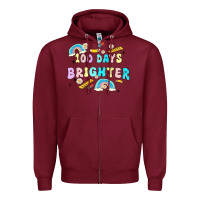 Burgundy 100 days brighter Zipper Hoodie - MaliasSmallBusiness