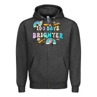 Charcoal Heather 100 days brighter Zipper Hoodie - MaliasSmallBusiness