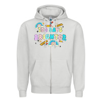 Dove Grey 100 days brighter Zipper Hoodie - MaliasSmallBusiness