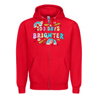 Red 100 days brighter Zipper Hoodie - MaliasSmallBusiness