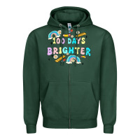 Sports Green 100 days brighter Zipper Hoodie - MaliasSmallBusiness