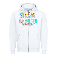 White 100 days brighter Zipper Hoodie - MaliasSmallBusiness