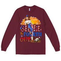 Burgundy Chill the fourth out 4th of july Long Sleeve Tee - NancyCooperArtShop