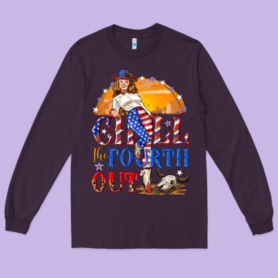 Chill The Fourth Out 4th Of July Long Sleeve Tee Designed By Nancycooperartshop