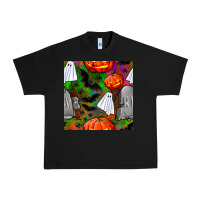Black halloween ghost and headstone seamless pattern Urban Heavy Tee - BundleAndBundleShop