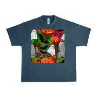 Midnight Navy halloween ghost and headstone seamless pattern Urban Heavy Tee - BundleAndBundleShop