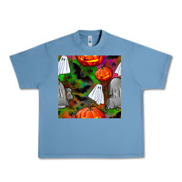Pebble Blue halloween ghost and headstone seamless pattern Urban Heavy Tee - BundleAndBundleShop