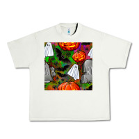 Pistachio halloween ghost and headstone seamless pattern Urban Heavy Tee - BundleAndBundleShop
