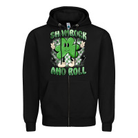Black shamrock and roll Zipper Hoodie - MaliasSmallBusiness