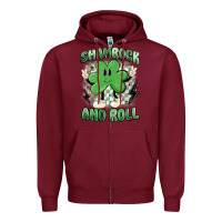 Burgundy shamrock and roll Zipper Hoodie - MaliasSmallBusiness