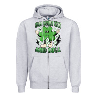 Heather Grey shamrock and roll Zipper Hoodie - MaliasSmallBusiness