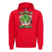 Red shamrock and roll Zipper Hoodie - MaliasSmallBusiness