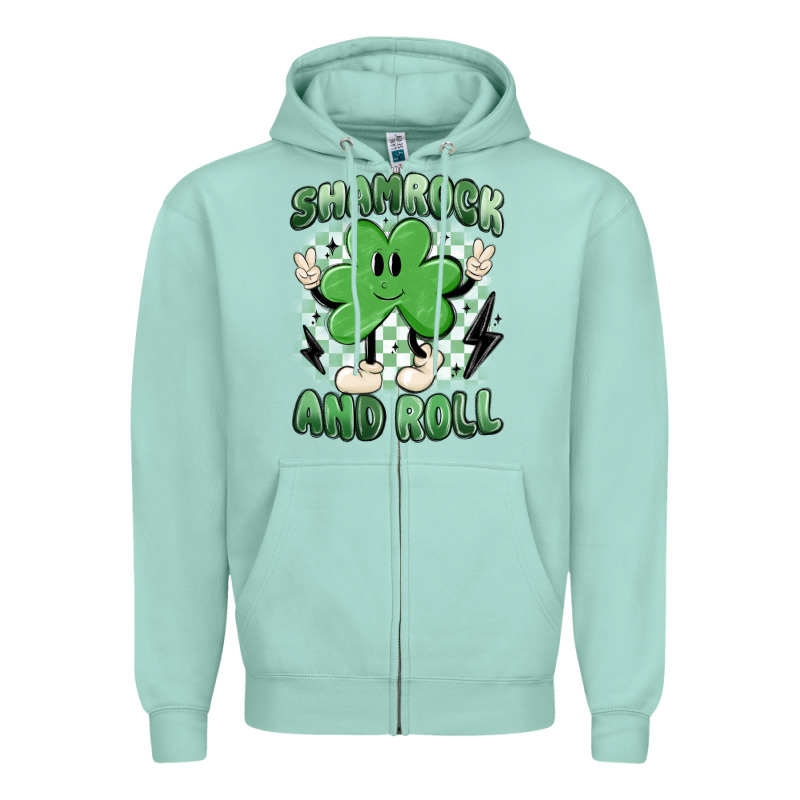 Shamrock And Roll Zipper Hoodie by MaliasSmallBusiness | Teevron