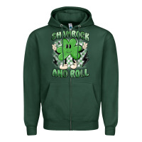 Sports Green shamrock and roll Zipper Hoodie - MaliasSmallBusiness