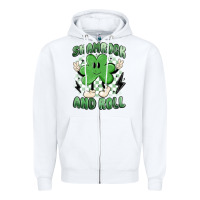 White shamrock and roll Zipper Hoodie - MaliasSmallBusiness