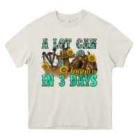 Cream a lot can happen in 3 days western Heavy Core Tee - texasbilliewilder