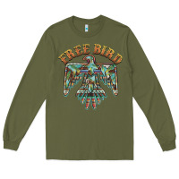 Army Green free bird feathers thunderbird Long Sleeve Tee - BarkalooDesign
