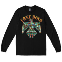 Black free bird feathers thunderbird Long Sleeve Tee - BarkalooDesign