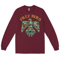 Burgundy free bird feathers thunderbird Long Sleeve Tee - BarkalooDesign