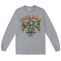 Heather Grey free bird feathers thunderbird Long Sleeve Tee - BarkalooDesign