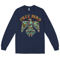 Navy free bird feathers thunderbird Long Sleeve Tee - BarkalooDesign