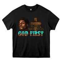 Black a wise man puts god first Heavy Core Tee - texasbilliewilder