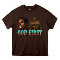 Chocolate Brown a wise man puts god first Heavy Core Tee - texasbilliewilder
