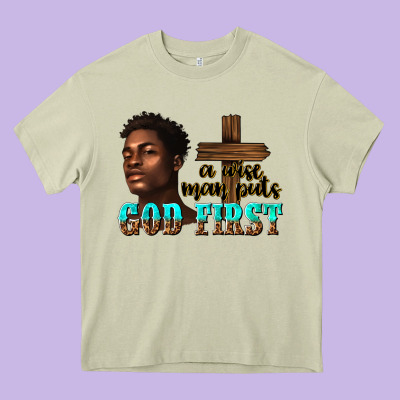 A Wise Man Puts God First Heavy Core Tee Designed By Texasbilliewilder