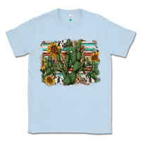 Dusty Blue serape sunflowers cactus Classic Tee - AdoDesignShop