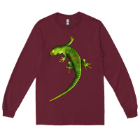 Burgundy Green Lizard Illustrations Long Sleeve Tee - LillyAllenDesigns