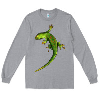 Heather Grey Green Lizard Illustrations Long Sleeve Tee - LillyAllenDesigns