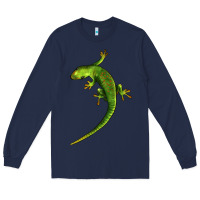 Navy Green Lizard Illustrations Long Sleeve Tee - LillyAllenDesigns